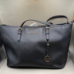Michael Kors Black Leather Tote Work Bag Computer Messenger Michael Kors